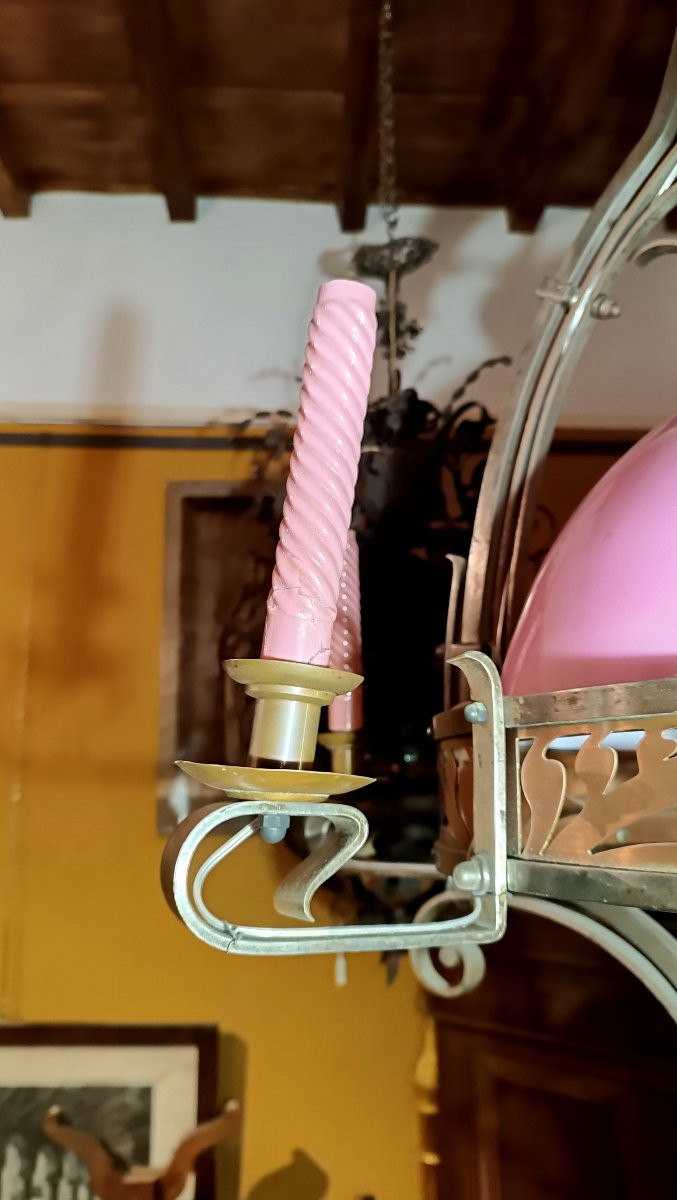 LAMPADARIO ROSA LIBERTY SECONDA META' XIX SECOLO-photo-3