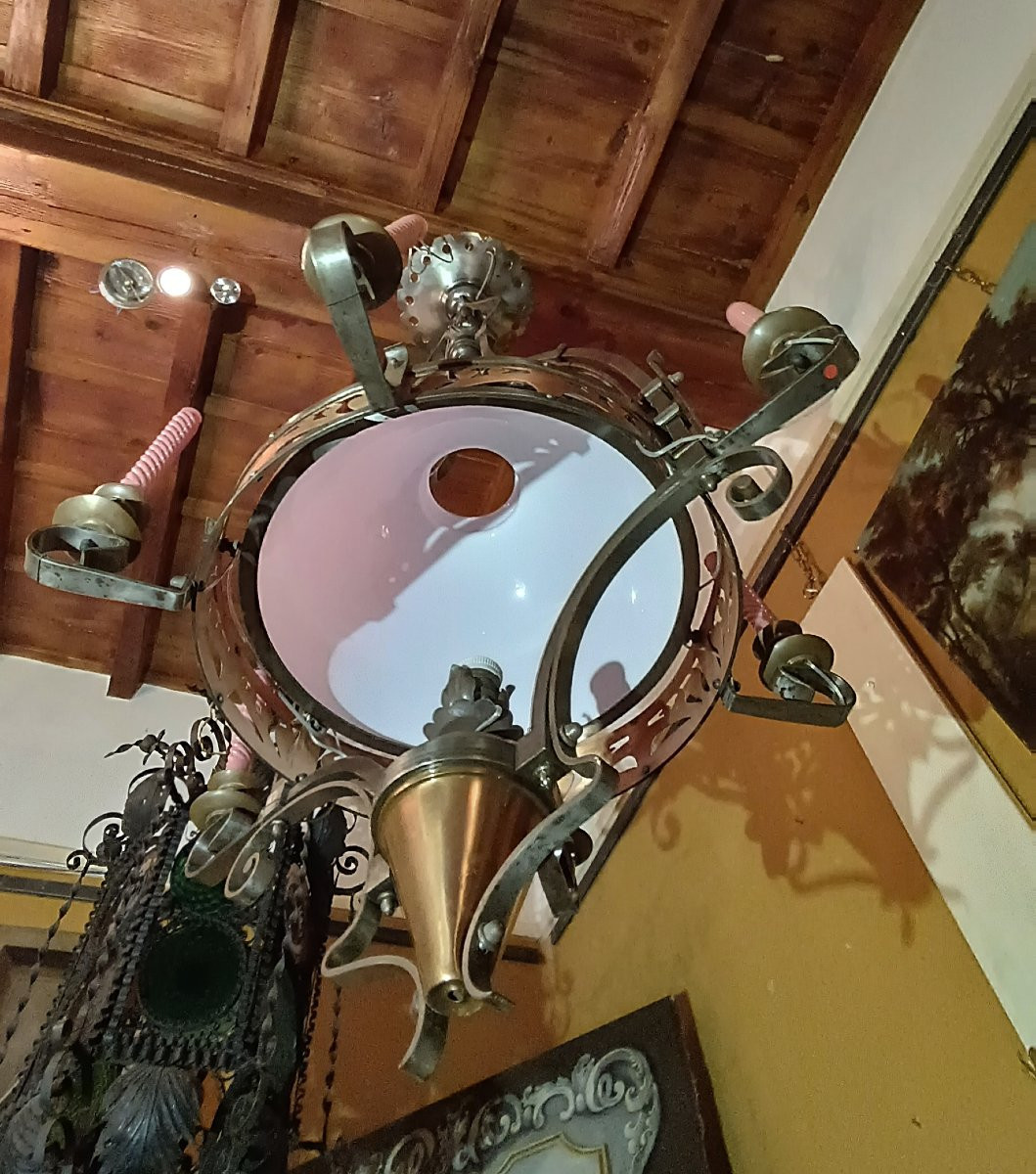 LAMPADARIO ROSA LIBERTY SECONDA META' XIX SECOLO-photo-4