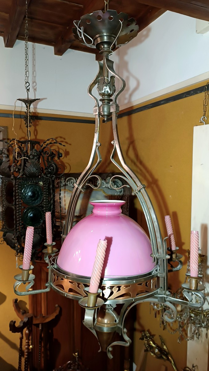 LAMPADARIO ROSA LIBERTY SECONDA META' XIX SECOLO