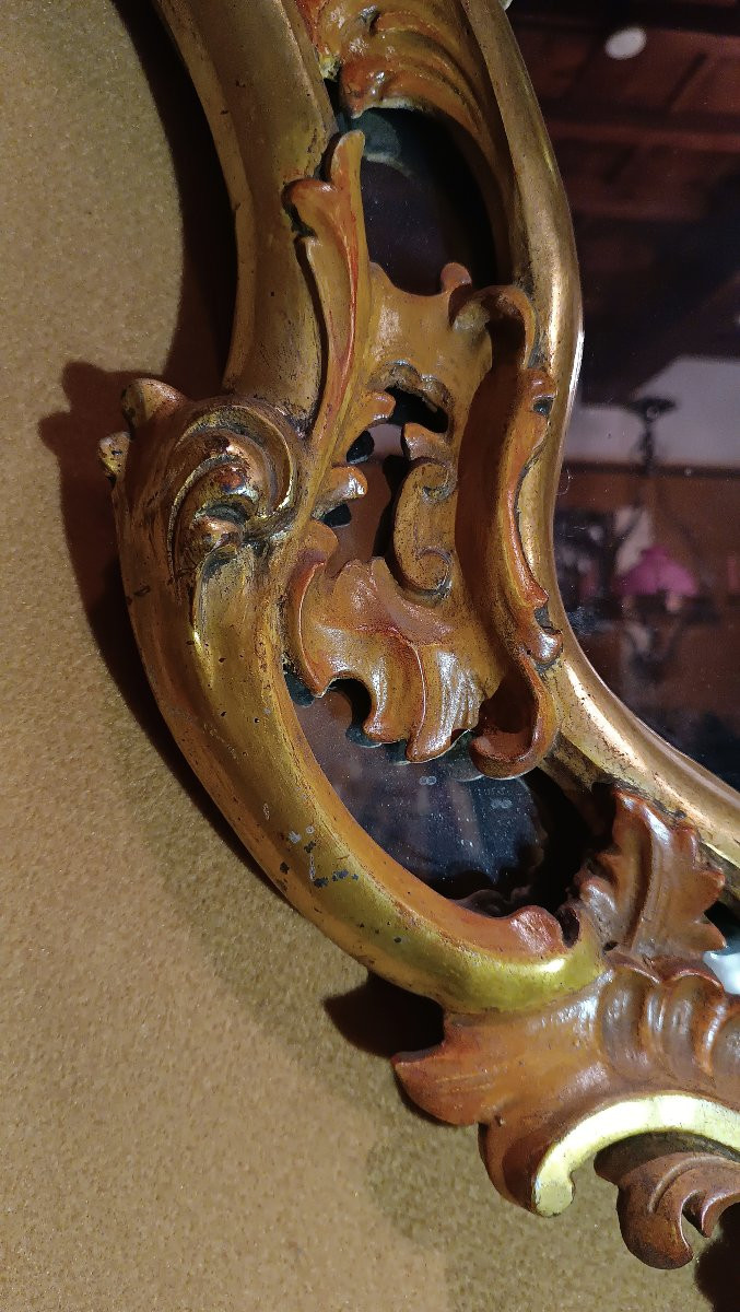 SPECCHIERA DIPINTA E DORATA IN STILE LUIGI XV META' XIX SECOLO-photo-3