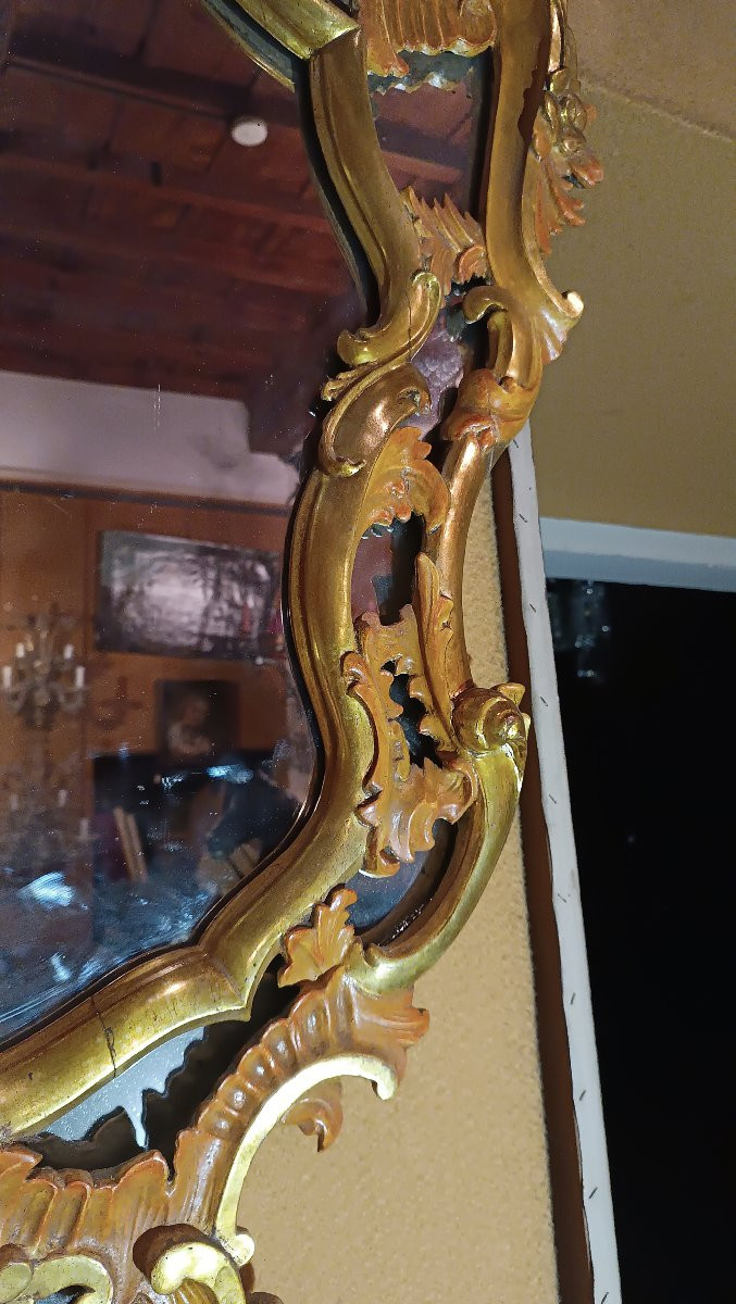 SPECCHIERA DIPINTA E DORATA IN STILE LUIGI XV META' XIX SECOLO-photo-2