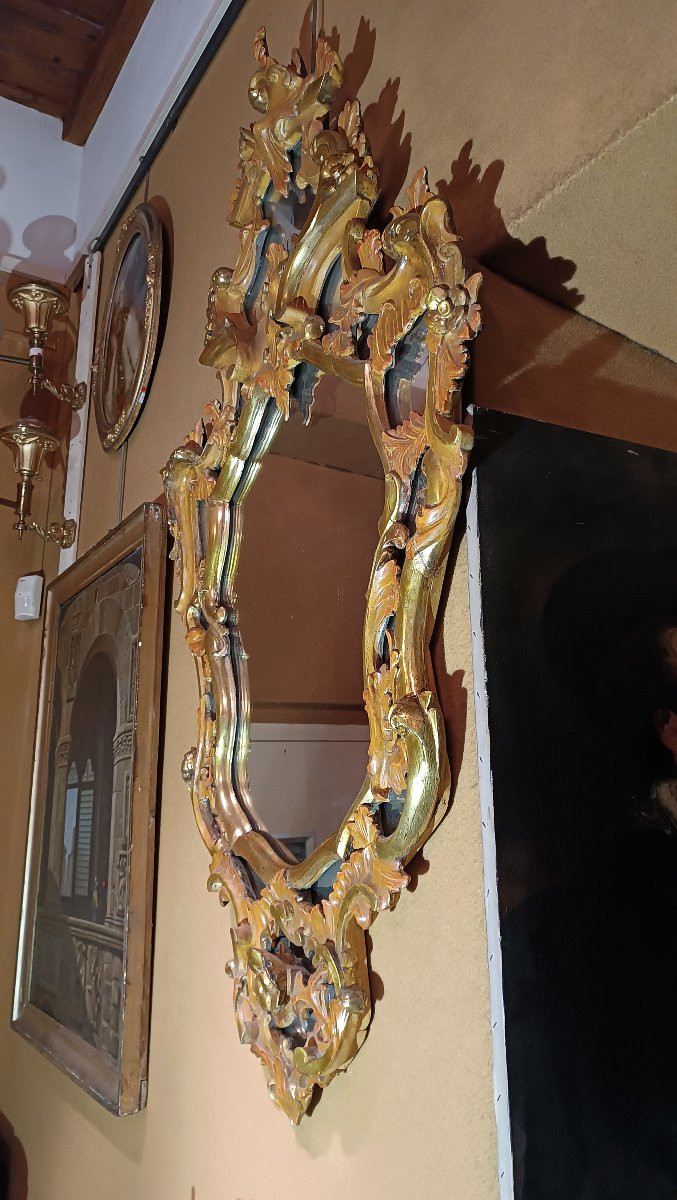 SPECCHIERA DIPINTA E DORATA IN STILE LUIGI XV META' XIX SECOLO-photo-6