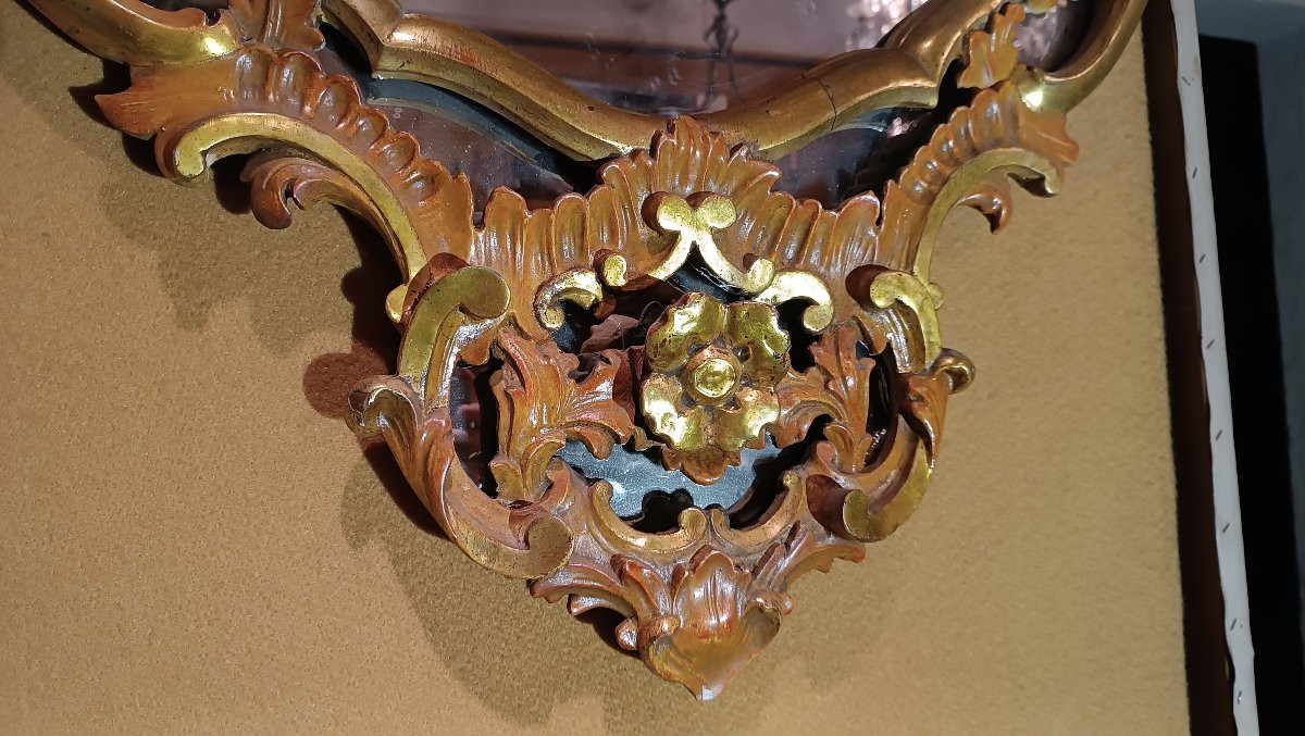 SPECCHIERA DIPINTA E DORATA IN STILE LUIGI XV META' XIX SECOLO-photo-7