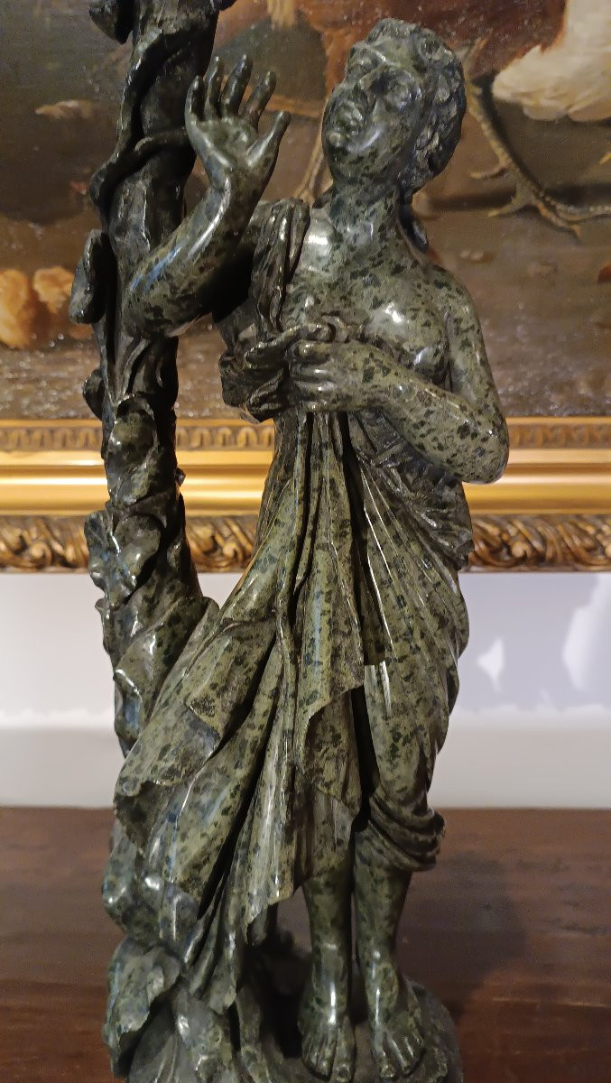 SCULTURA "FLORA" IN MARMO VERDE META' XIX SECOLO-photo-2