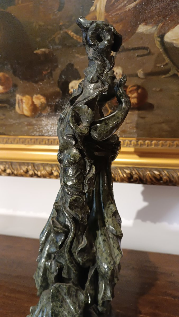 SCULTURA "FLORA" IN MARMO VERDE META' XIX SECOLO-photo-4