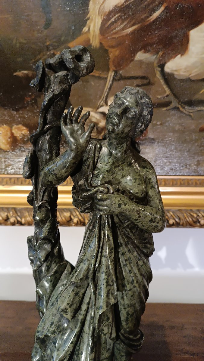 SCULTURA "FLORA" IN MARMO VERDE META' XIX SECOLO-photo-2