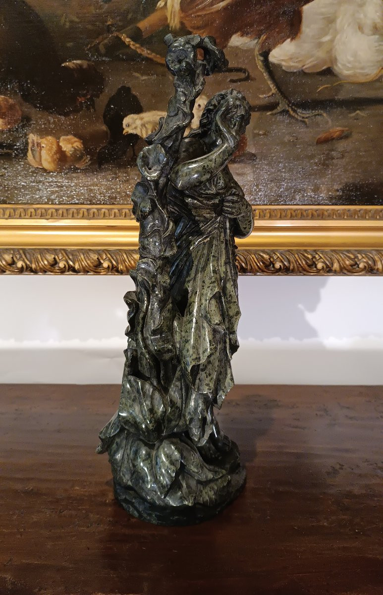 SCULTURA "FLORA" IN MARMO VERDE META' XIX SECOLO-photo-3