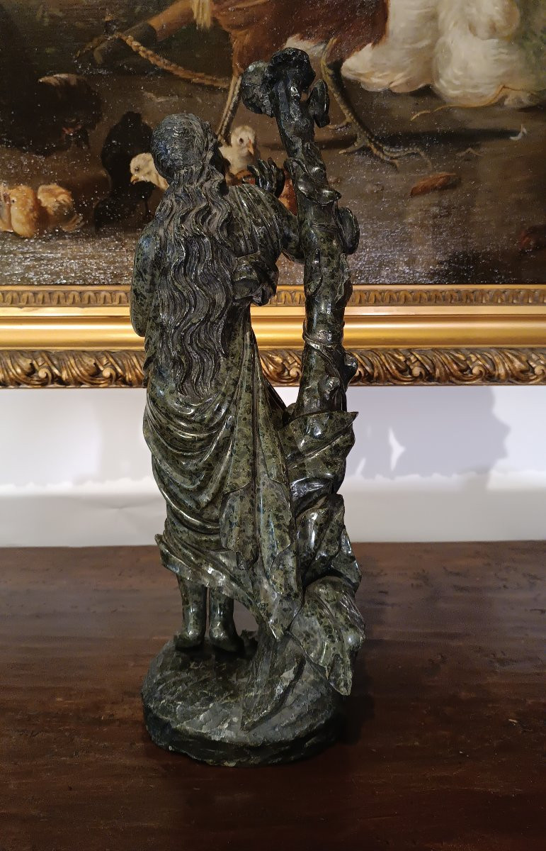 SCULTURA "FLORA" IN MARMO VERDE META' XIX SECOLO-photo-4