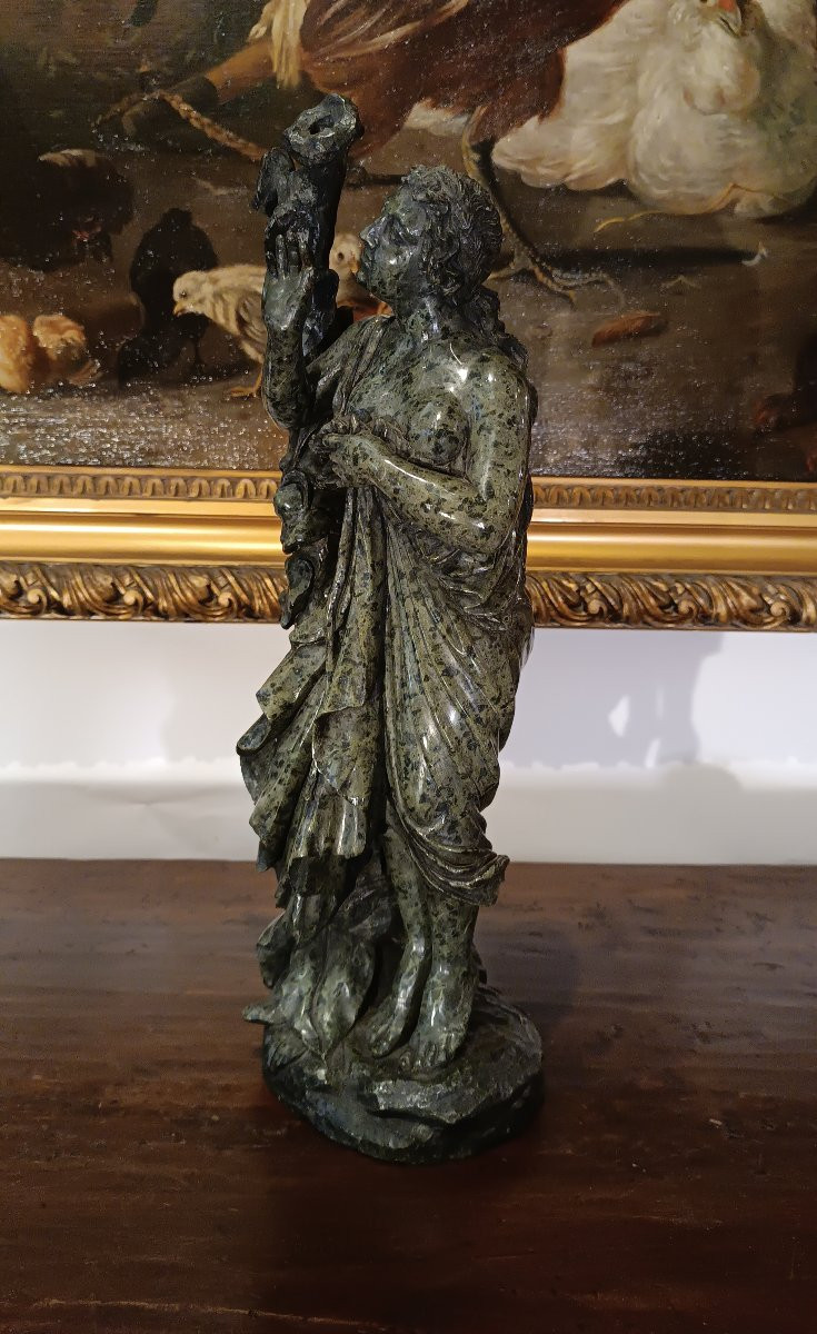 SCULTURA "FLORA" IN MARMO VERDE META' XIX SECOLO-photo-5