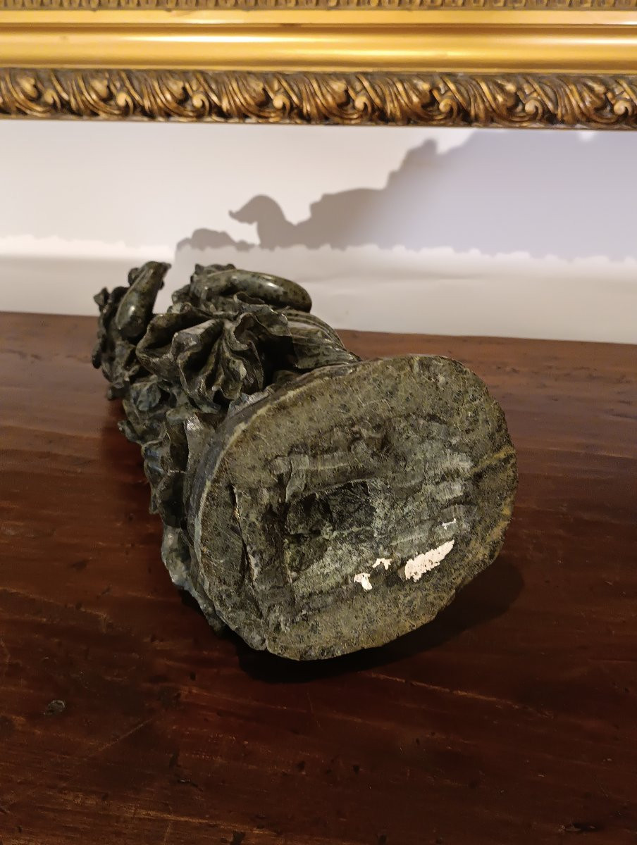 SCULTURA "FLORA" IN MARMO VERDE META' XIX SECOLO-photo-6