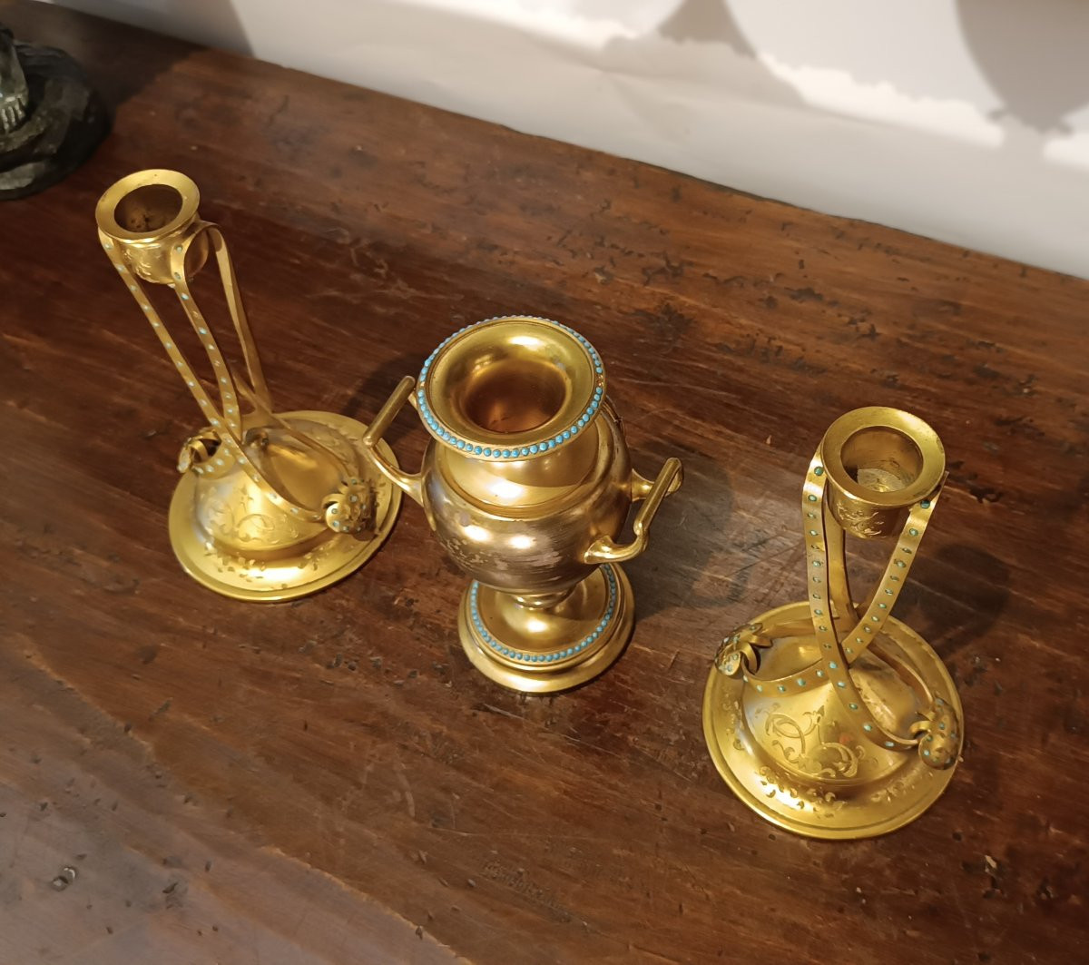 TRITTICO CON OROLOGIO E CANDELABRI META' XIX SECOLO -photo-4