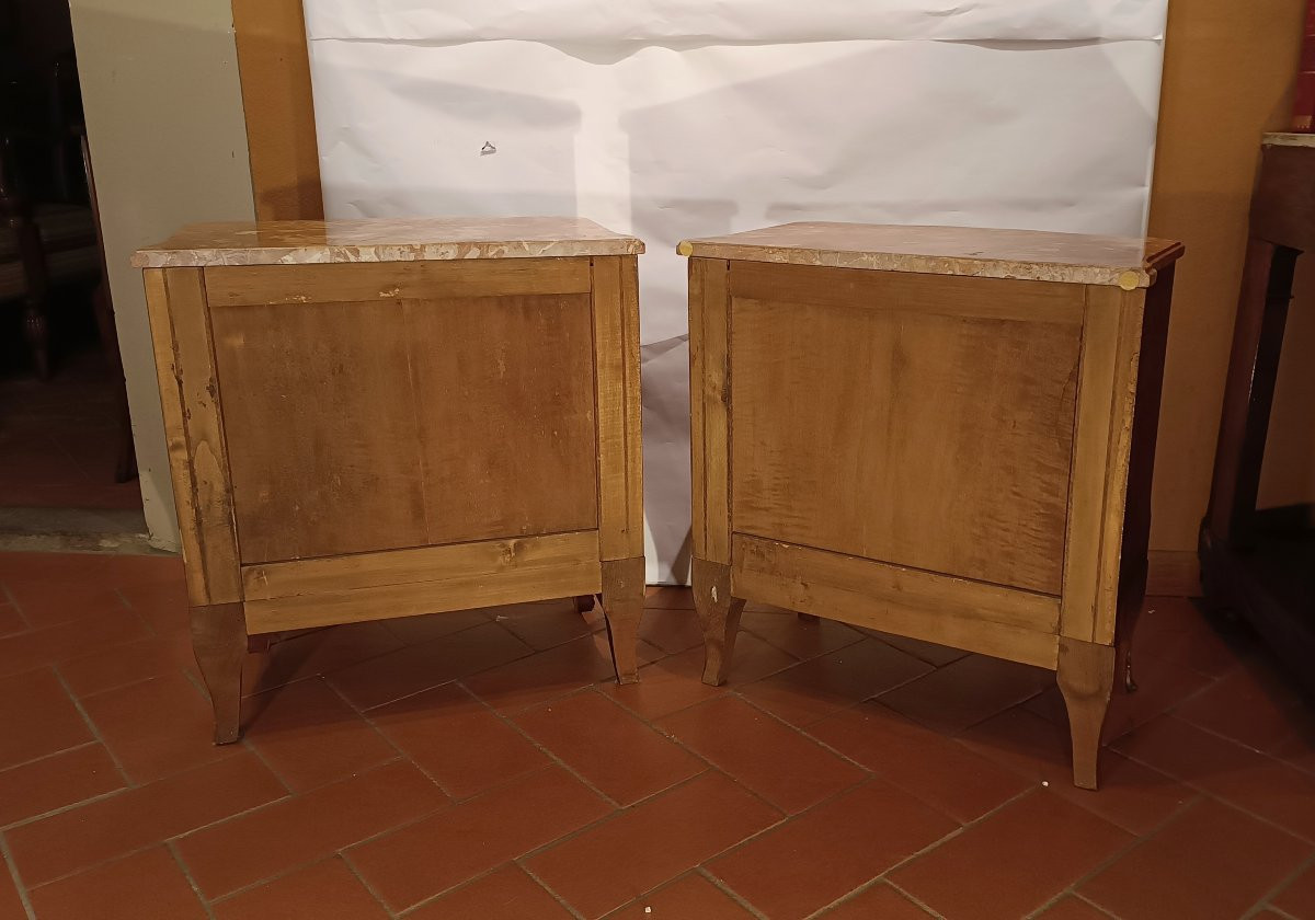 COPPIA DI COMODINI CON PIANO IN MARMO ROSA INIZI XX SECOLO-photo-4