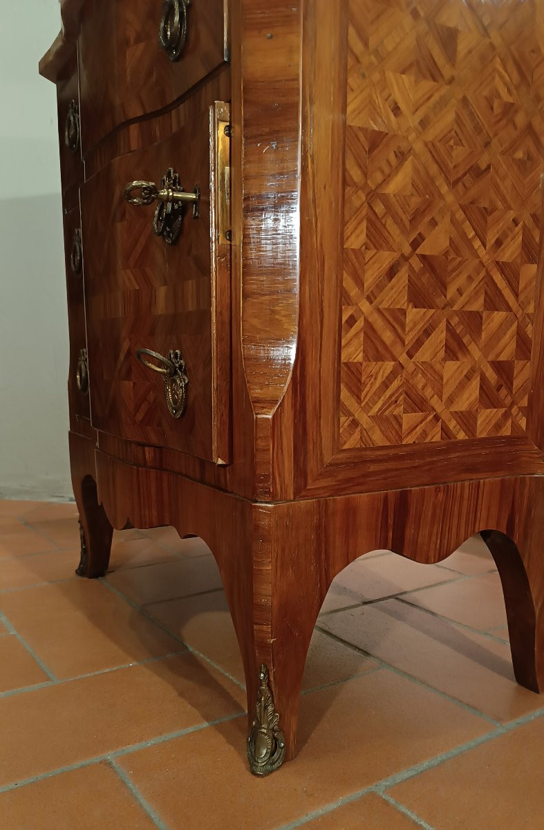 COPPIA DI COMODINI CON PIANO IN MARMO ROSA INIZI XX SECOLO-photo-3