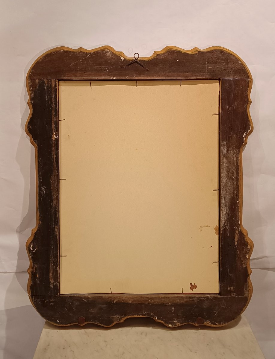 SPECCHIERA IN LEGNO DORATO E INCISO PRIMI DEL XX SECOLO -photo-2