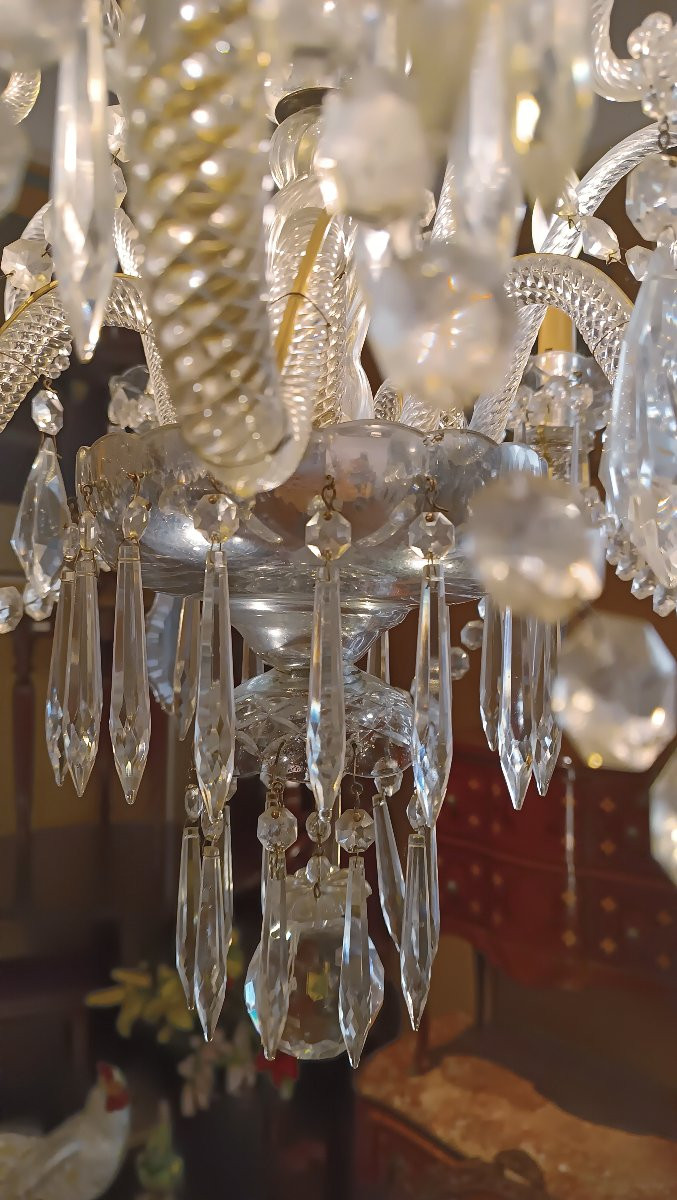 LAMPADARIO IN CRISTALLO CON PASTORALI META' XIX SECOLO -photo-6