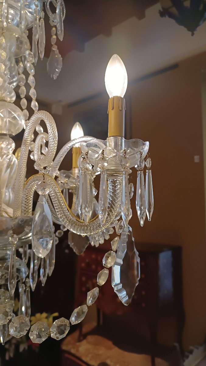 LAMPADARIO IN CRISTALLO CON PASTORALI META' XIX SECOLO -photo-7