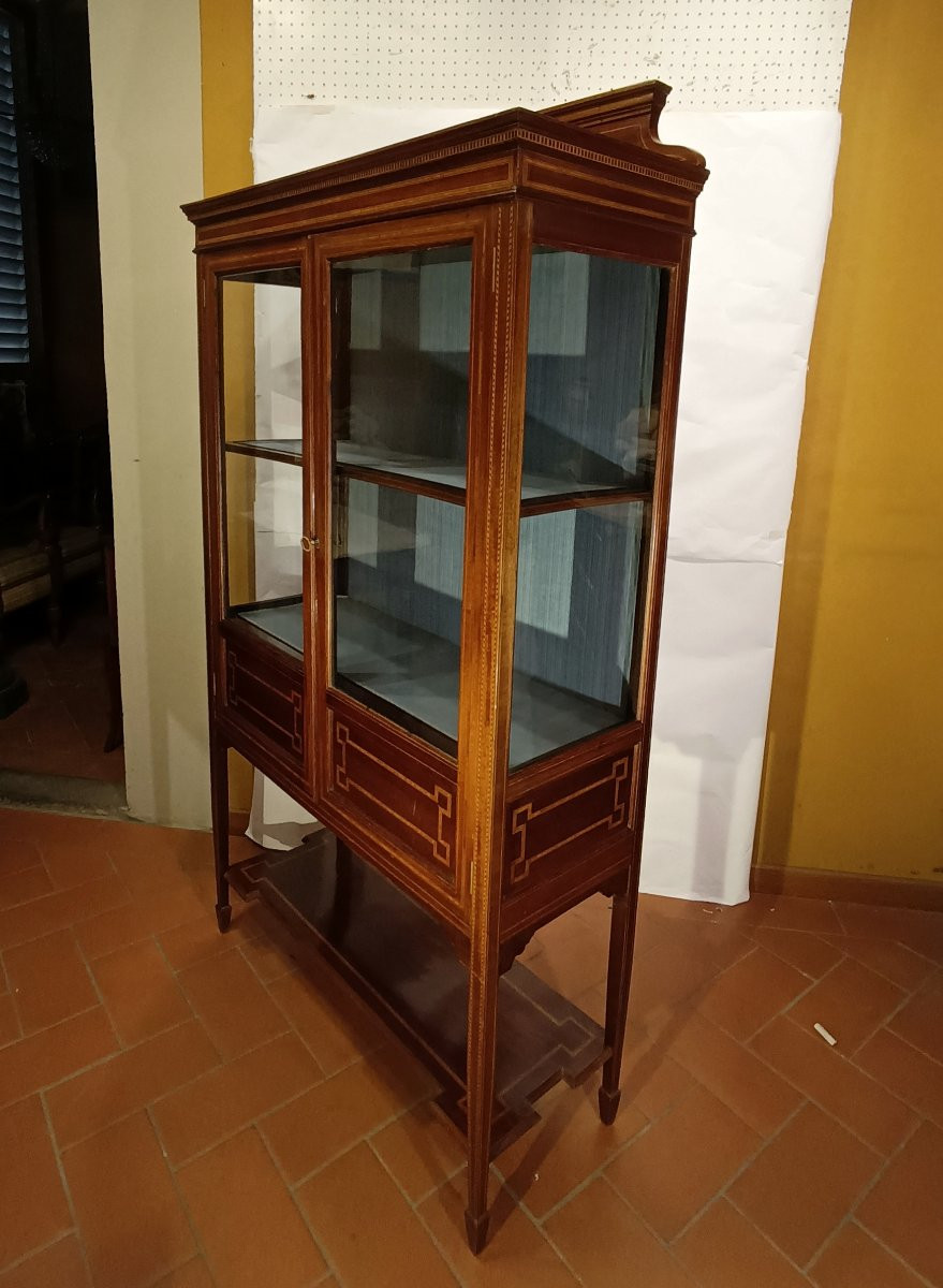 VETRINETTA IN NOCE E INTARSI SECONDA META' XIX SECOLO-photo-3
