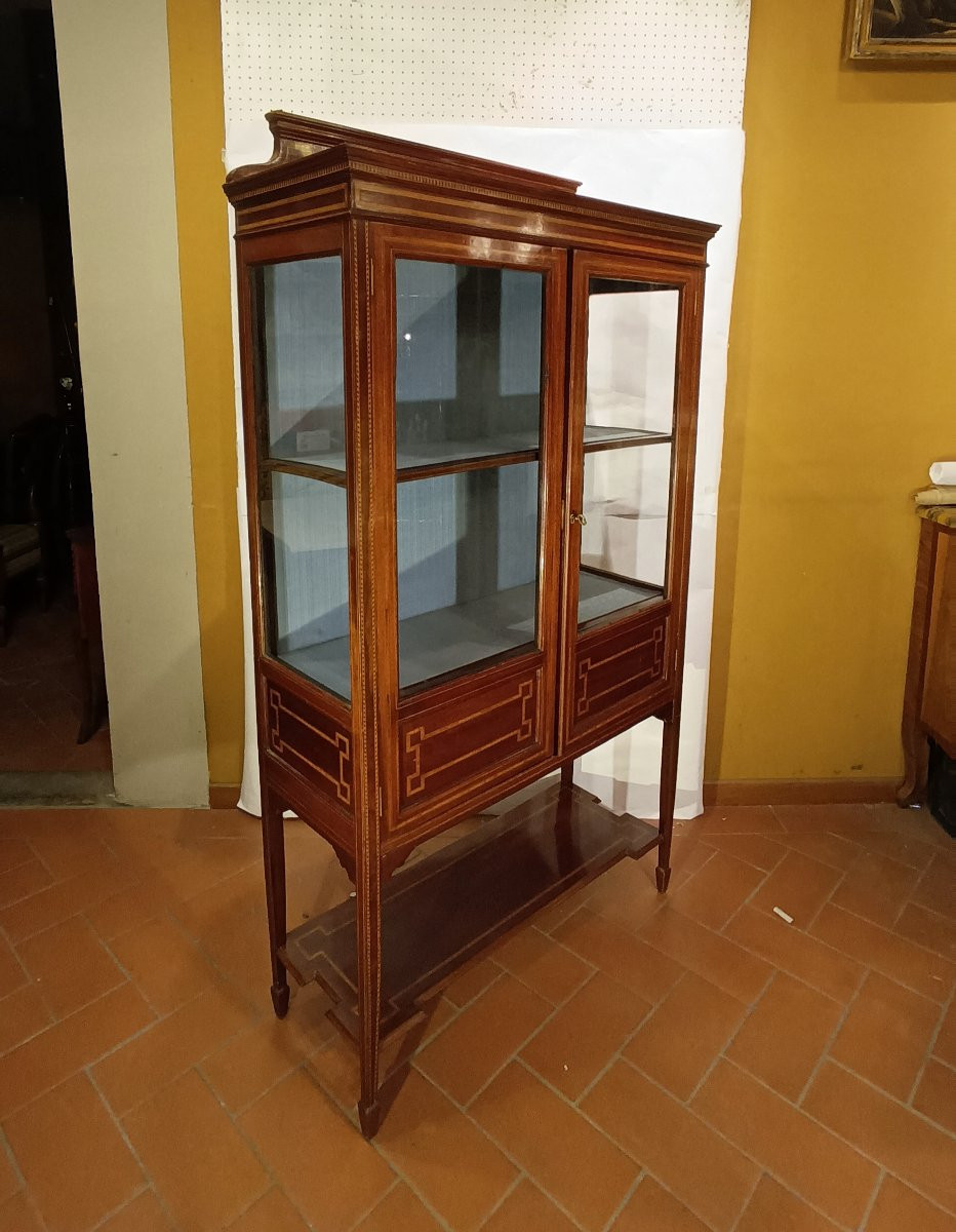VETRINETTA IN NOCE E INTARSI SECONDA META' XIX SECOLO-photo-4
