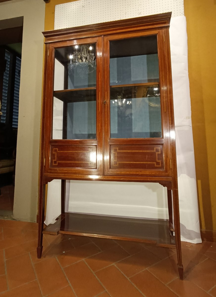 VETRINETTA IN NOCE E INTARSI SECONDA META' XIX SECOLO-photo-1
