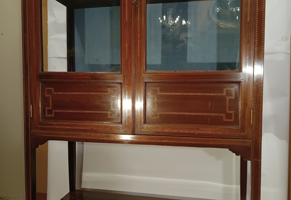 VETRINETTA IN NOCE E INTARSI SECONDA META' XIX SECOLO-photo-2