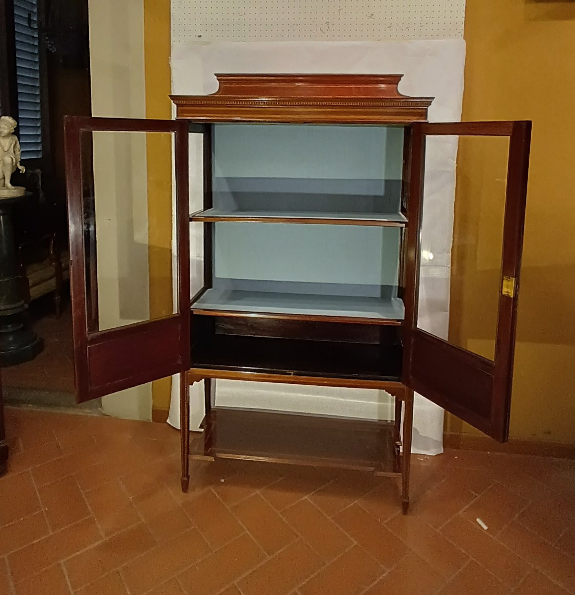 VETRINETTA IN NOCE E INTARSI SECONDA META' XIX SECOLO-photo-6