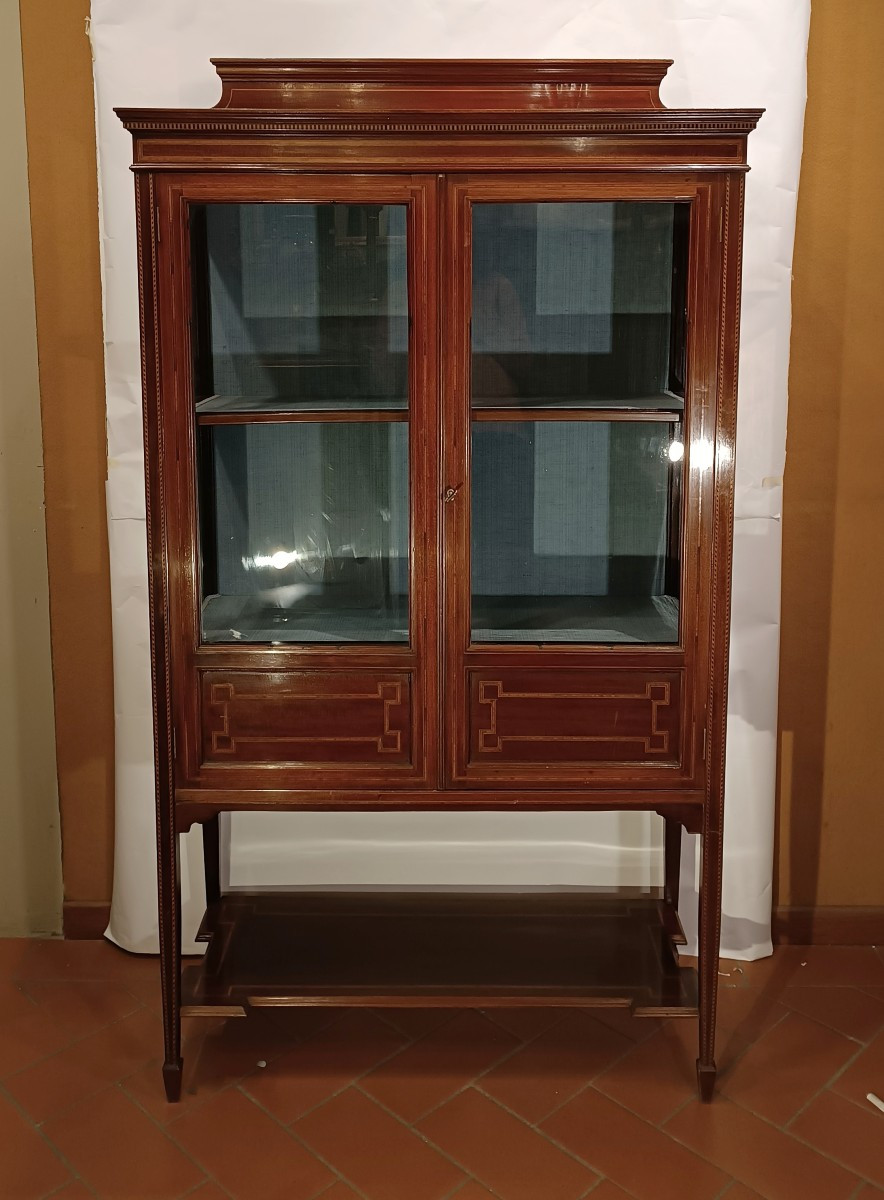 VETRINETTA IN NOCE E INTARSI SECONDA META' XIX SECOLO