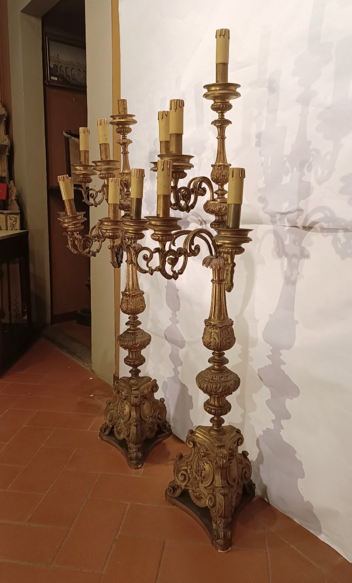COPPIA DI CANDELABRI IN BRONZO DORATO PRIMI XIX SECOLO-photo-2
