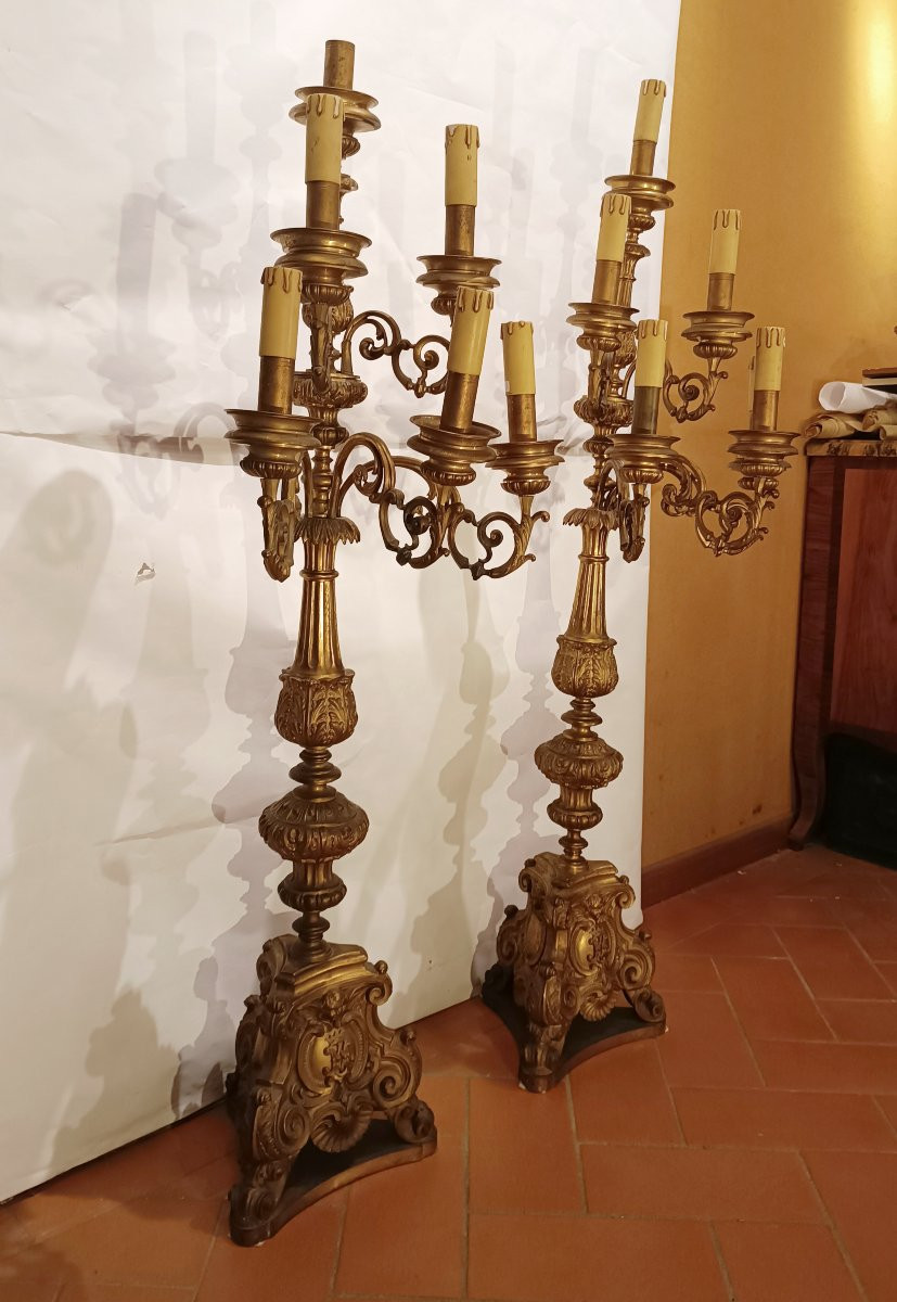 COPPIA DI CANDELABRI IN BRONZO DORATO PRIMI XIX SECOLO-photo-3