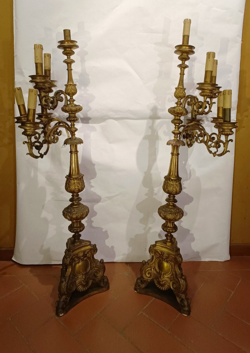 COPPIA DI CANDELABRI IN BRONZO DORATO PRIMI XIX SECOLO-photo-4