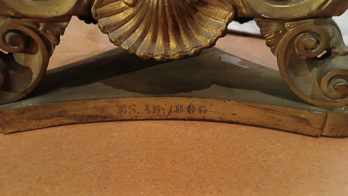 COPPIA DI CANDELABRI IN BRONZO DORATO PRIMI XIX SECOLO-photo-2