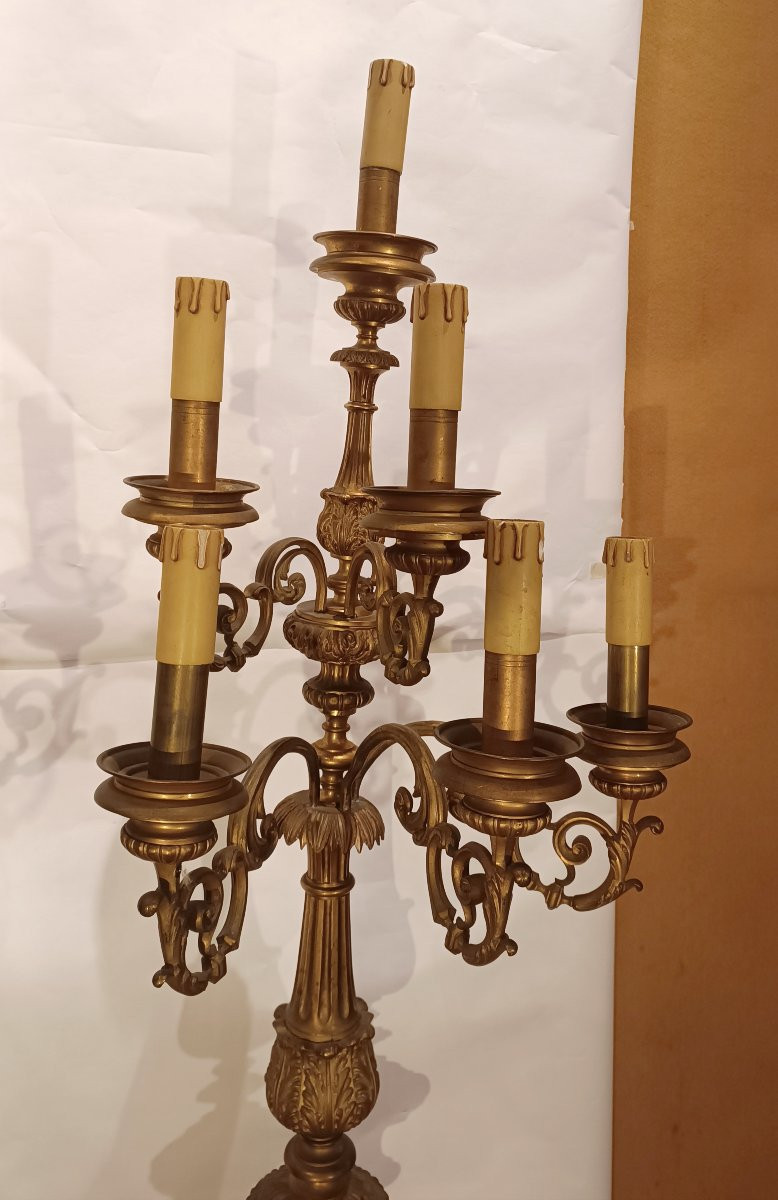 COPPIA DI CANDELABRI IN BRONZO DORATO PRIMI XIX SECOLO-photo-4