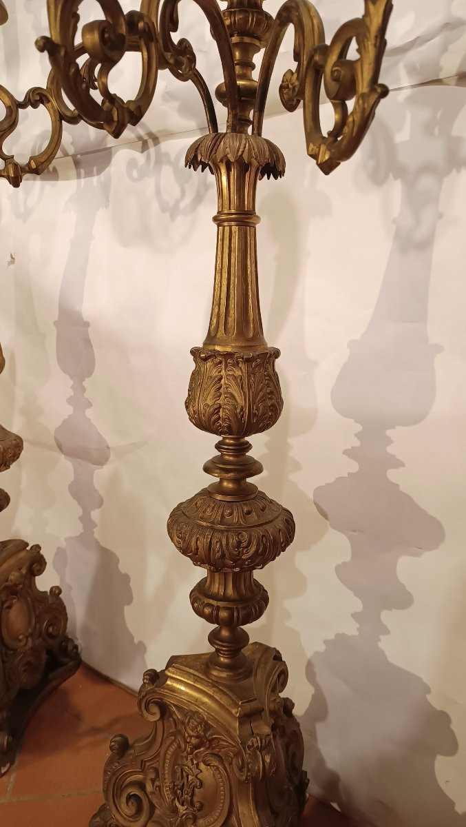 COPPIA DI CANDELABRI IN BRONZO DORATO PRIMI XIX SECOLO-photo-6
