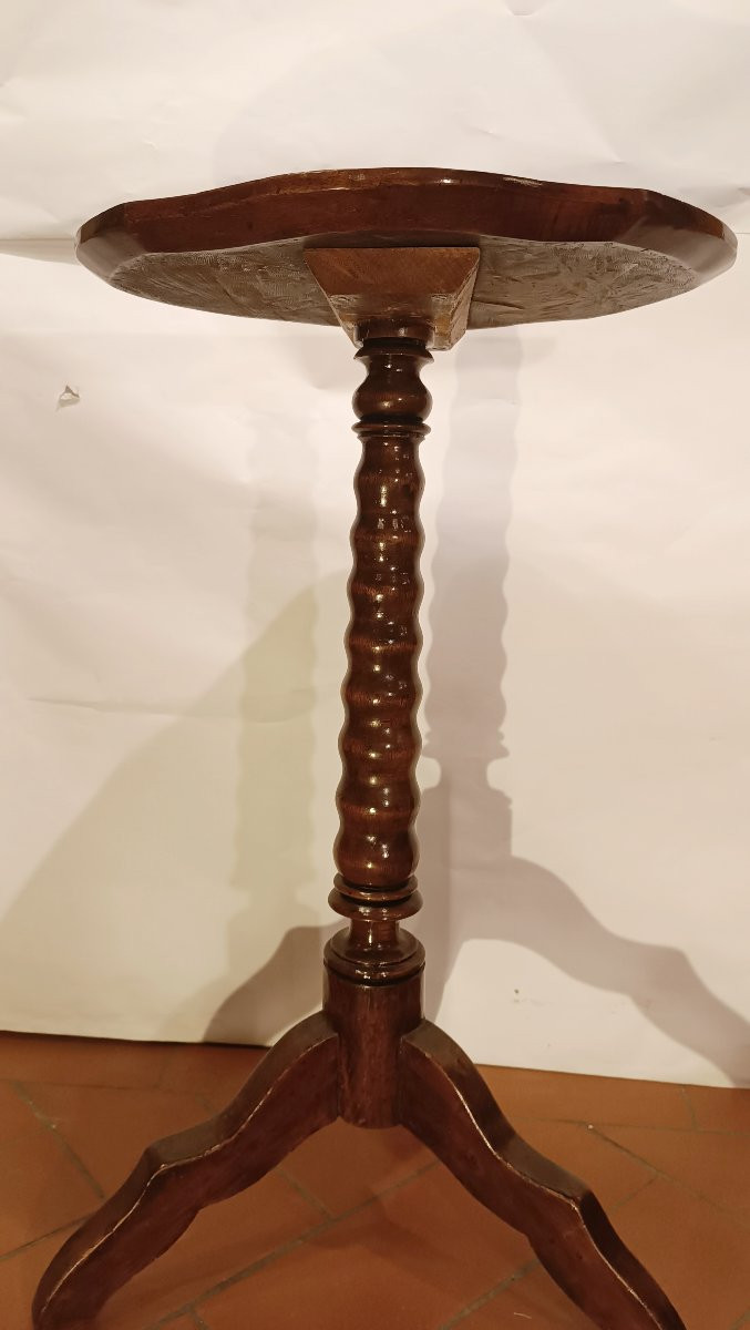 TAVOLINO GUERIDON IN NOCE META' XIX SECOLO-photo-3