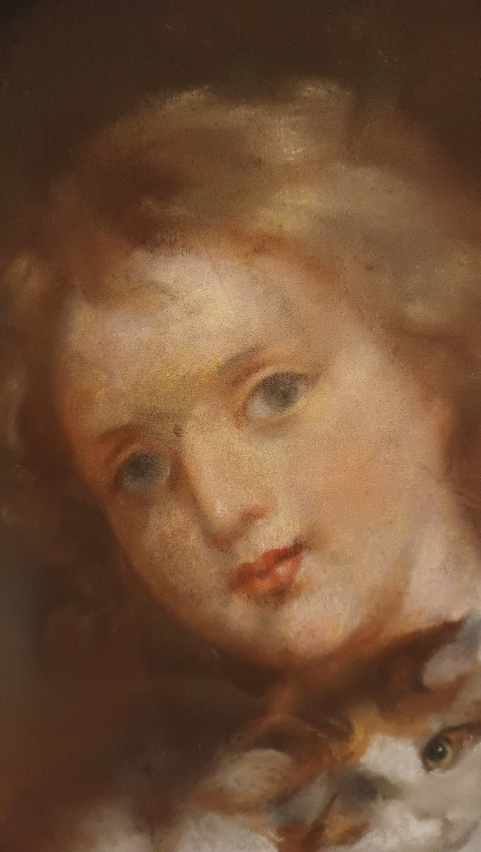 RITRATTO DI FANCIULLO CON GATTO PRIMI XX SECOLO -photo-1