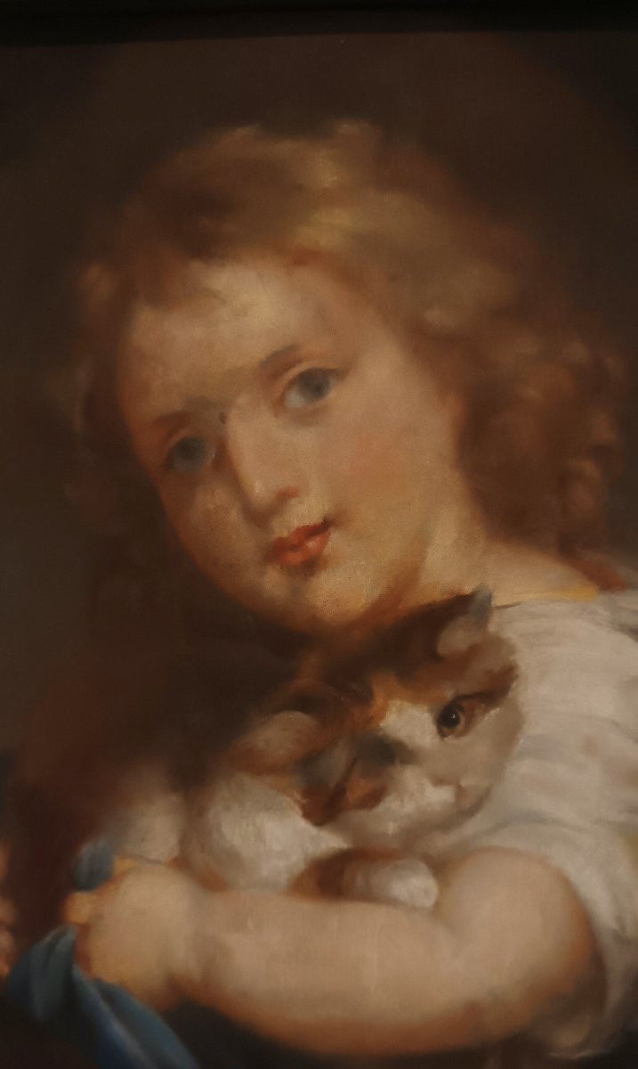RITRATTO DI FANCIULLO CON GATTO PRIMI XX SECOLO -photo-2