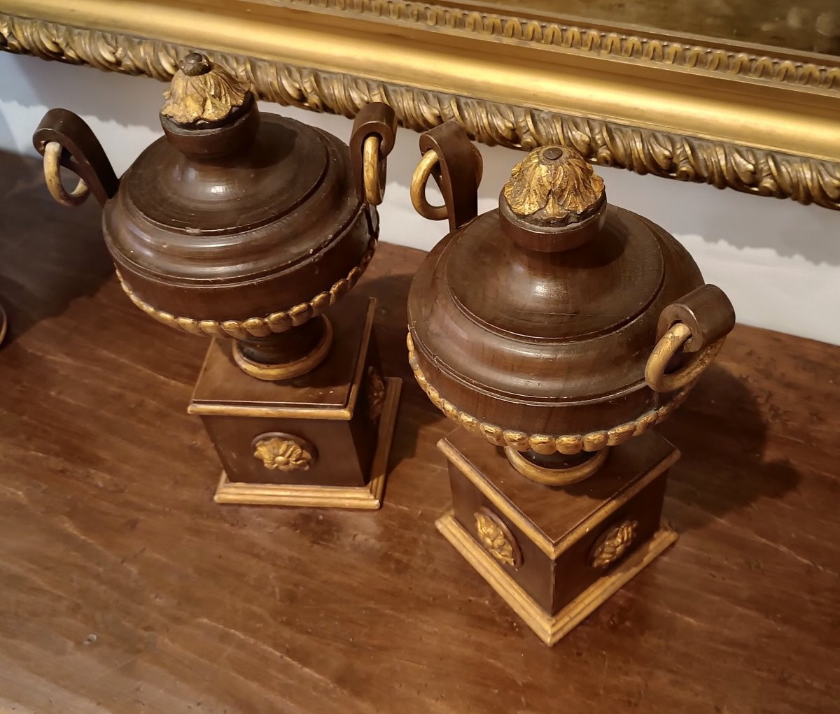 COPPIA DI PERETTONI IN NOCE DIPINTO SECONDA META' XIX SECOLO-photo-1