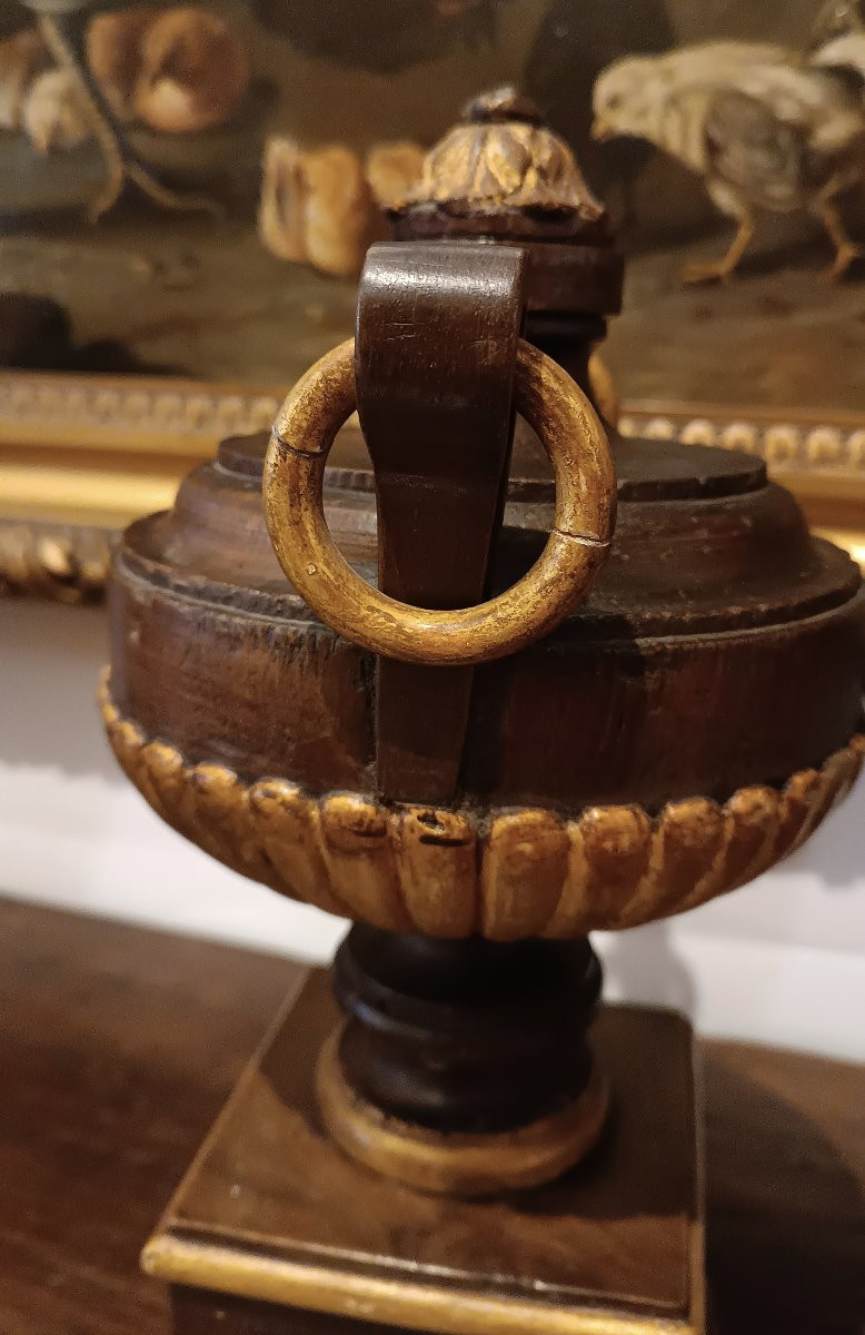 COPPIA DI PERETTONI IN NOCE DIPINTO SECONDA META' XIX SECOLO-photo-2