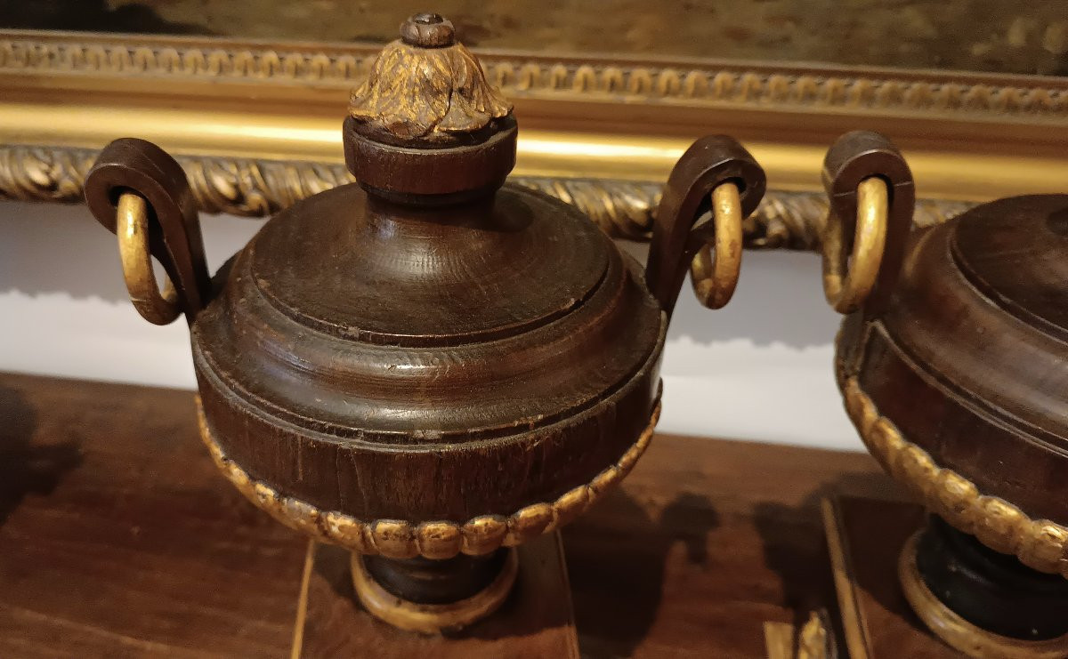 COPPIA DI PERETTONI IN NOCE DIPINTO SECONDA META' XIX SECOLO-photo-5