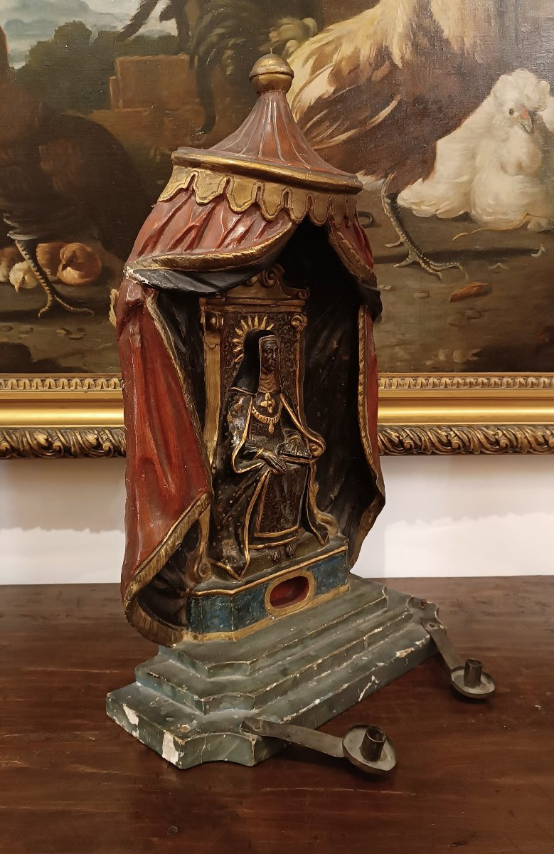 TABERNACOLO AD ALTARE CON SANTA BARBARA FINE XVII SECOLO-photo-2