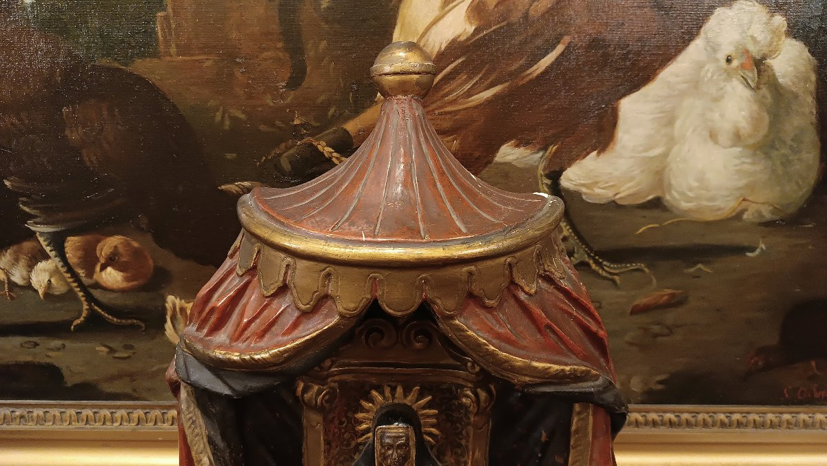 TABERNACOLO AD ALTARE CON SANTA BARBARA FINE XVII SECOLO-photo-1