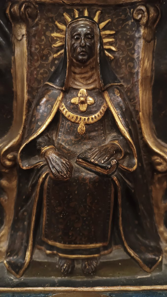 TABERNACOLO AD ALTARE CON SANTA BARBARA FINE XVII SECOLO-photo-3