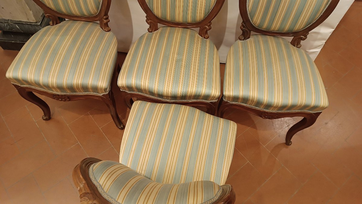 QUATTRO SEDIE LUIGI FILIPPO IN NOCE META' XIX SECOLO -photo-3