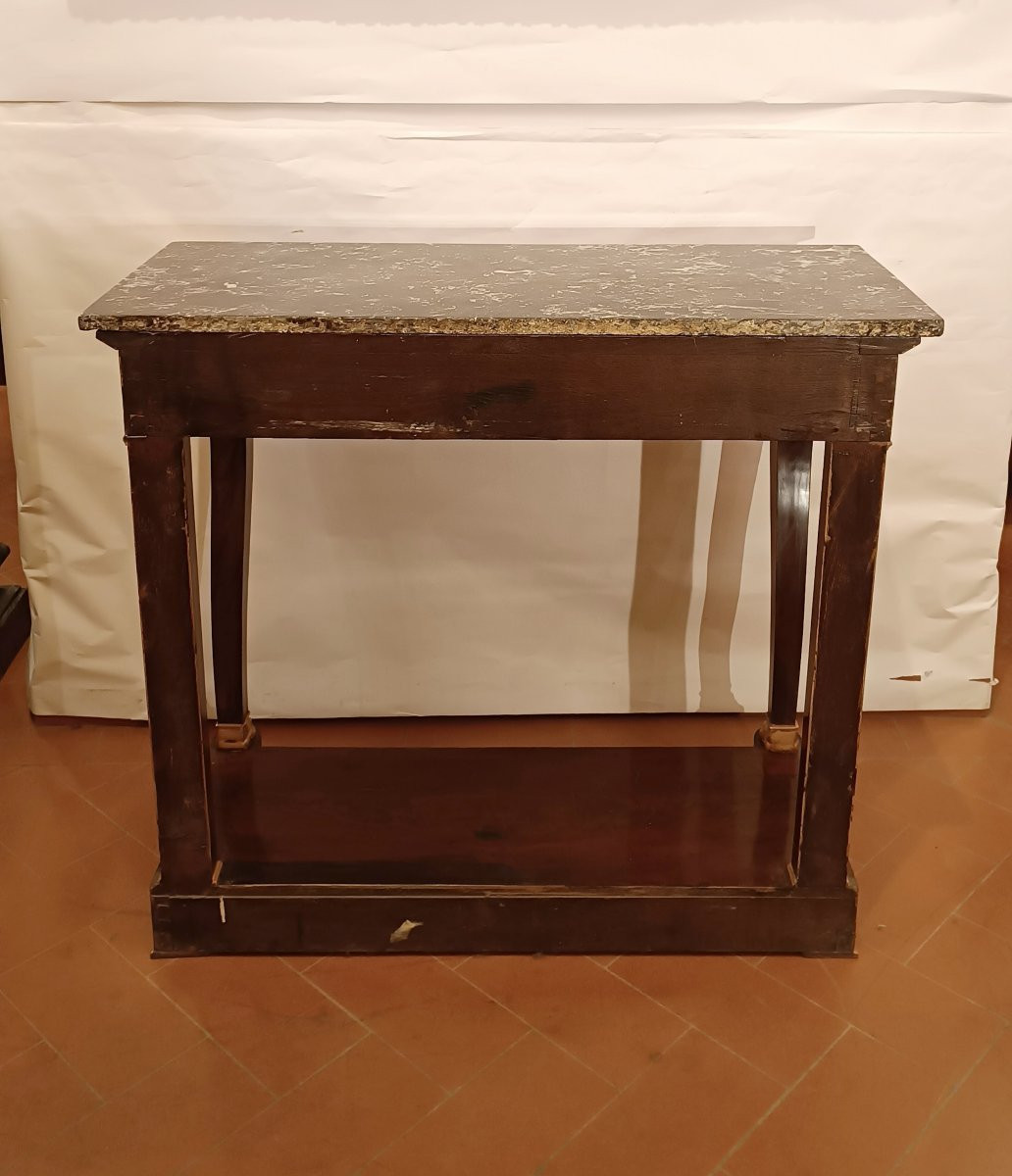 CONSOLLE IMPERO IN MOGANO E MARMO PRIMO XIX SECOLO-photo-3