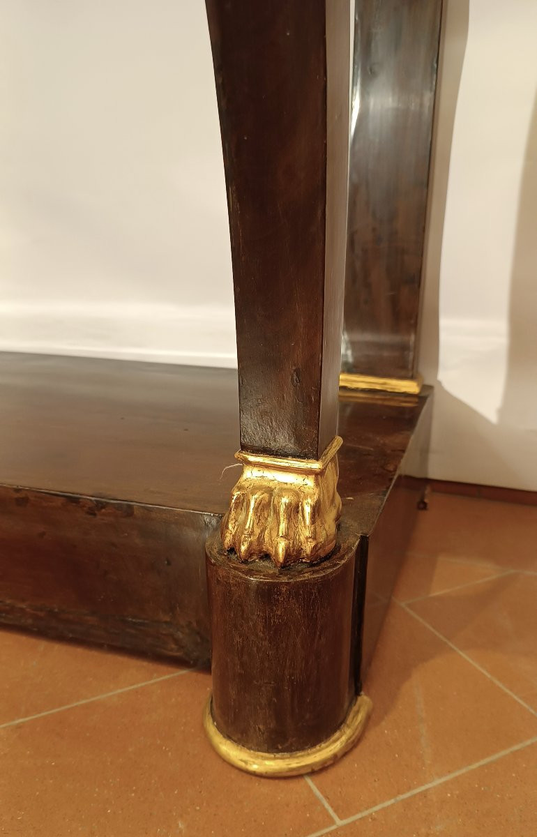 CONSOLLE IMPERO IN MOGANO E MARMO PRIMO XIX SECOLO-photo-4