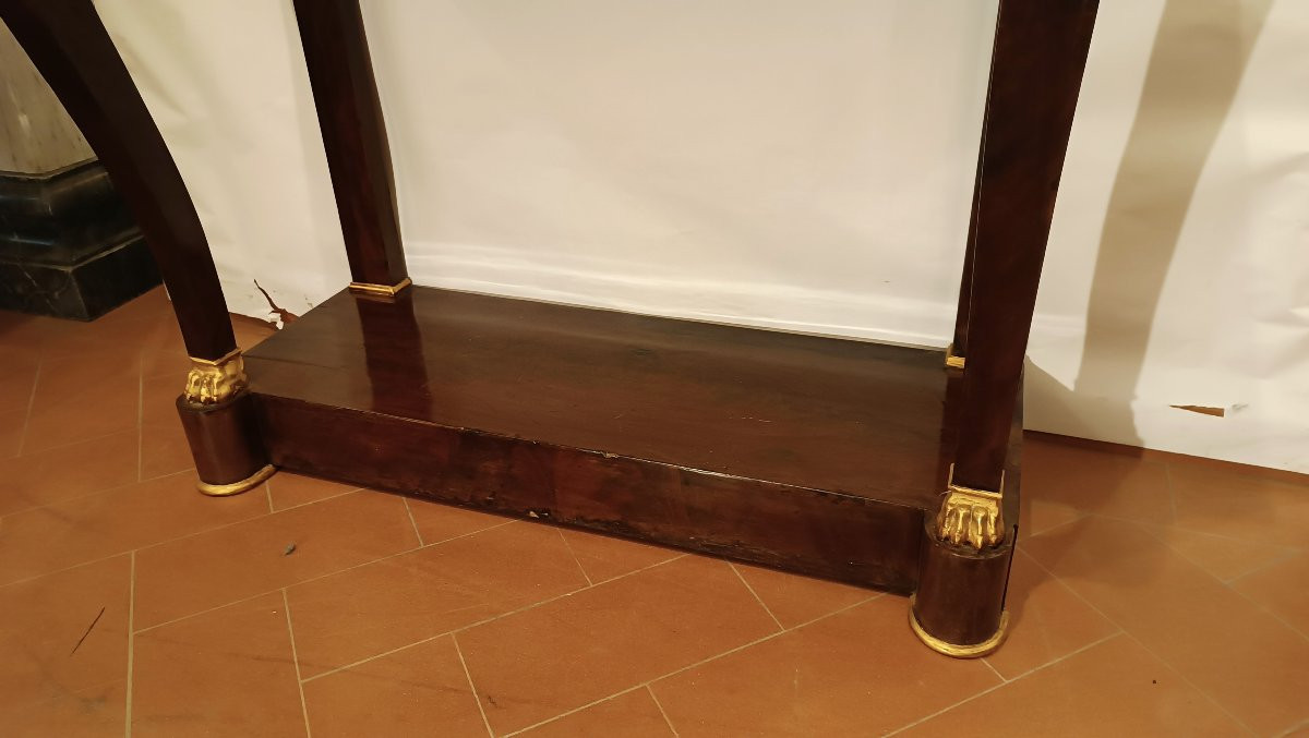 CONSOLLE IMPERO IN MOGANO E MARMO PRIMO XIX SECOLO-photo-5