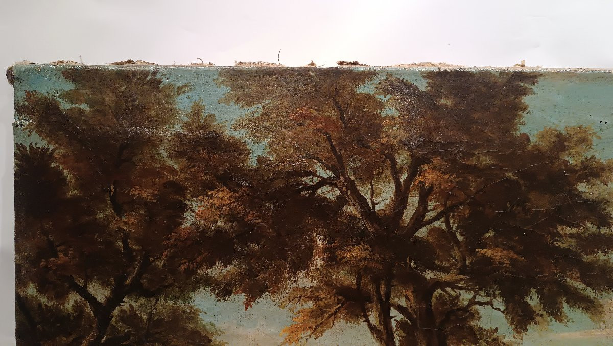 DIPINTO CON PAESAGGIO E FIGURE FINE XVIII SECOLO-photo-6