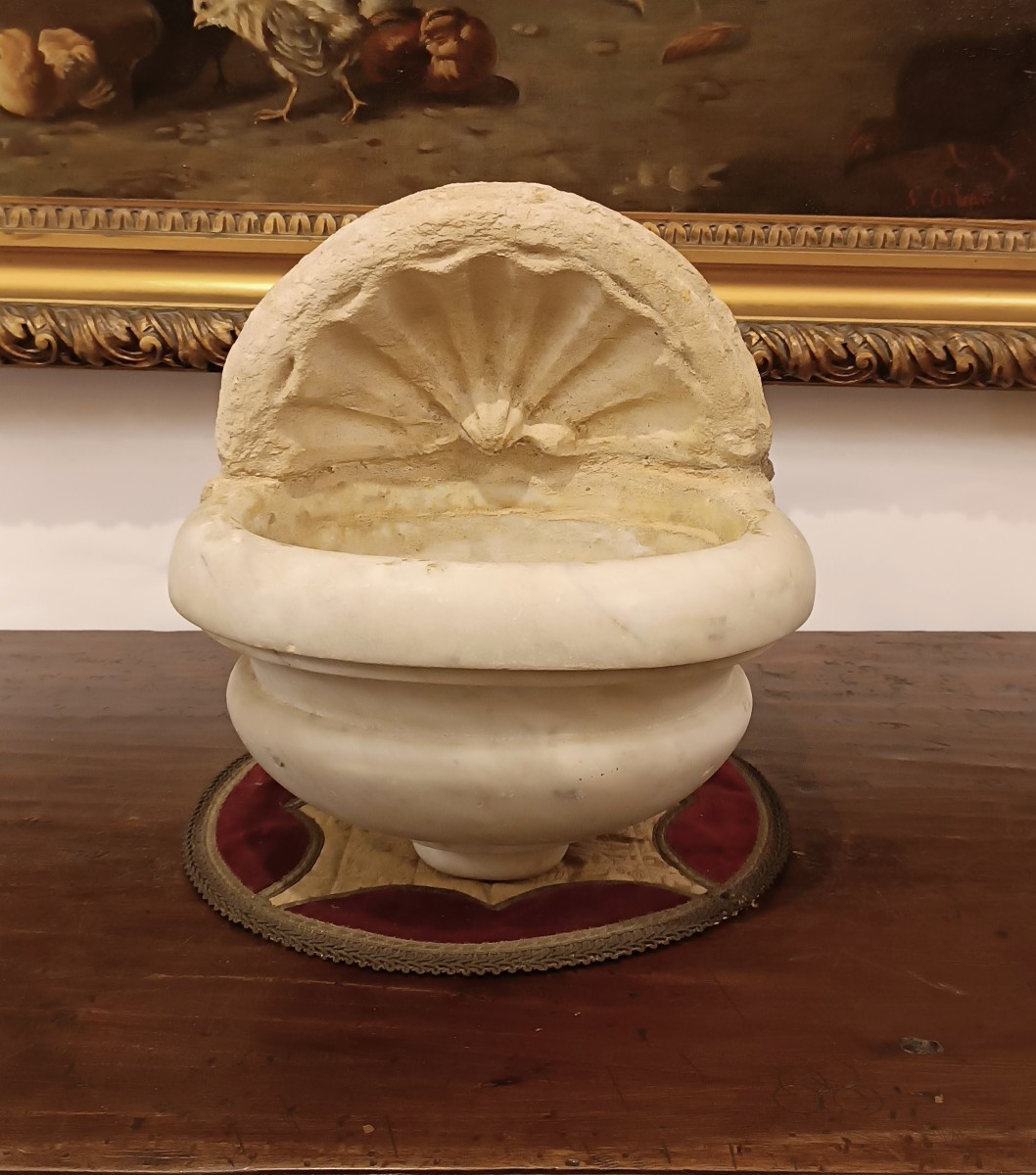 ACQUASANTIERA IN MARMO PRIMA META' XVII SECOLO
