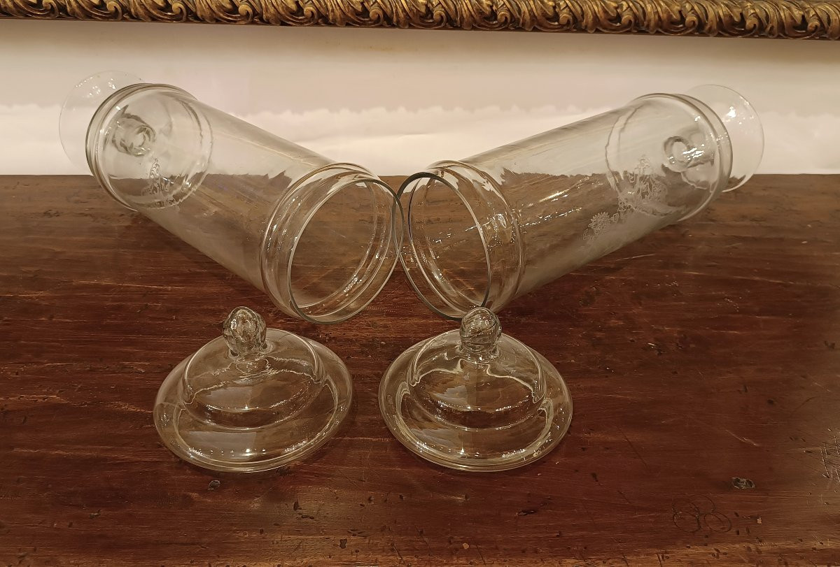 COPPIA DI VASI DA FARMACIA FINE XIX SECOLO-photo-2