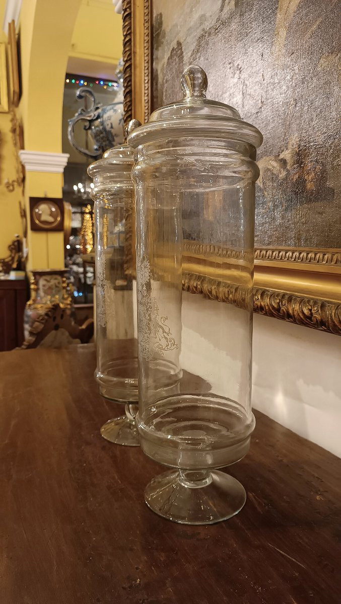 COPPIA DI VASI DA FARMACIA FINE XIX SECOLO-photo-3