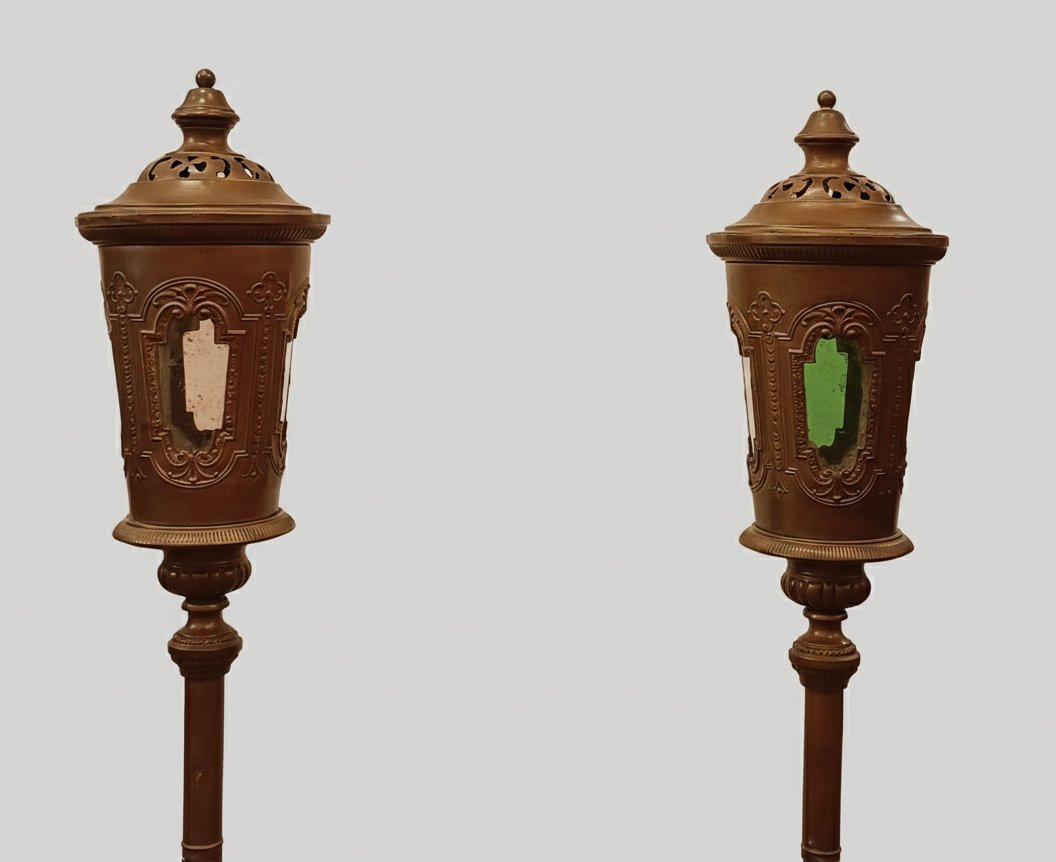 COPPIA DI LANTERNE DA PROCESSIONE META' XIX SECOLO-photo-2